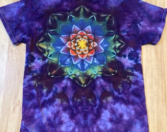 Small Shirt | Lotus Tie Dye Shirt | Psychedelic T Shirt | Galaxy Ice Dye Shirt | Festival Shirt | Mandala Psytrance Shirt | Geode Tie Dye