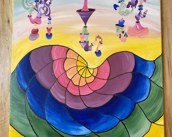Pintura psicodélica original / Arte de pared acrílico / Arte de lienzo trippy / Pintura surrealista / Obras de arte psytrance / Arte de pared geométrico