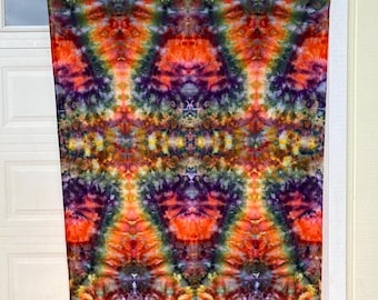 Tapiz psicodélico para colgar en la pared / Tapiz psicodélico con efecto tie-dye / Tapiz teñido hielo / Tapiz fractal / Decoración para cama / Arte psytrance