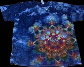 Large Shirt | Lotus Tie Dye Shirt | Psychedelic T Shirt | Galaxy Ice Dye Shirt | Festival Shirt | Mandala Psytrance Shirt | Geode Tie Dye