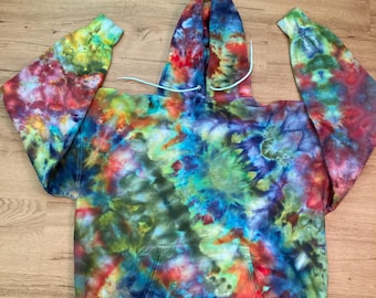 Sudadera XL / Sudadera psicodélica / Sudadera con capucha tie-dye / Sudadera con capucha Galaxy Ice Dye / Ropa para festivales / Sudadera con capucha espiral extragrande