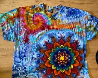 5XL Shirt | Special Tie Dye Shirt | Psychedelic T Shirt | Galaxy Ice Dye Shirt | Festival Shirt | Mandala Psytrance Shirt | Geode Tie Dye