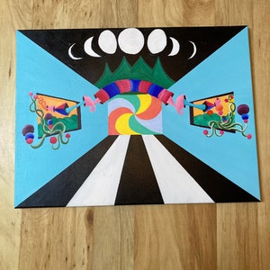Original Psychedelic Painting | Acrylic Wall Art | Trippy Canvas Art | Surreal Painting | Psytrance Artwork | Geometric Wall Art