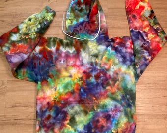 Sudadera mediana con capucha / Sudadera psicodélica con capucha / Sudadera con capucha tie-dye / Sudadera con capucha Galaxy Ice Dye / Ropa para festivales / Sudadera con capucha extragrande en espiral