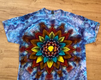 Camiseta XL / Camiseta Mandala Tie Dye / Camiseta Psicodélica / Camiseta Galaxy Ice Dye / Camiseta de Festival / Camiseta Mandala Psytrance / Camiseta Geode Tie Dye