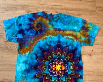 Camiseta XL / Camiseta Tie Dye Especial / Camiseta Psicodélica / Camiseta Galaxy Ice Dye / Camiseta de Festival / Camiseta Mandala Psytrance / Tie Dye Geode