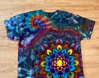 Camiseta XL / Camiseta Tie Dye Especial / Camiseta Psicodélica / Camiseta Galaxy Ice Dye / Camiseta de Festival / Camiseta Mandala Psytrance / Tie Dye Geode