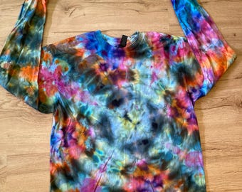 Medium Shirt | Handmade Fractal Shirt | Trippy Tie Dye Tee | Lotus Flower Shirt | Oversized Tee | Psychedelic Shirt | Long Sleeve Yoga Tee