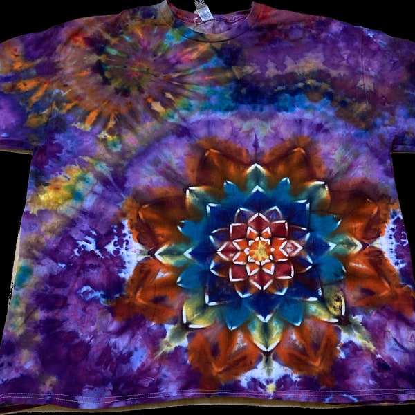 Xl Shirt | Special Tie Dye Shirt | Psychedelic T Shirt | Galaxy Ice Dye Shirt | Festival Shirt | Mandala Psytrance Shirt | Geode Tie Dye