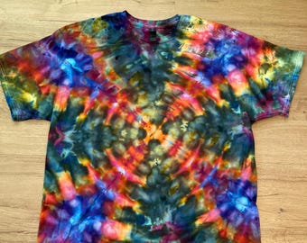 Xl Shirt | fractal Tie Dye Shirt | Psychedelic T Shirt | Galaxy Ice Dye Shirt | Festival Shirt | Mandala Psytrance Shirt | Geode Tie Dye