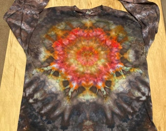 Handmade Mandala Shirt | Trippy Tie Dye Tee | Lotus Flower Shirt | 3XL Shirt | Oversized Tee | Psychedelic Shirt | Long Sleeve Yoga Tee