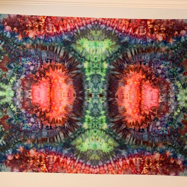 Tie Dye tapestry large vibrant psychedelic fractal ice dye
