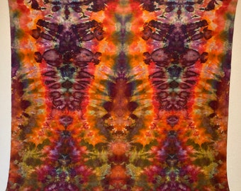 Psychedelic Wall Hanging | Trippy Tie Dye Tapestry | Ice Dye Tapestry | Fractal Tapestry | Above Bed Decor | Psytrance Art