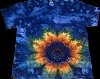 Large Shirt | Lotus Tie Dye Shirt | Psychedelic T Shirt | Galaxy Ice Dye Shirt | Festival Shirt | Mandala Psytrance Shirt | Geode Tie Dye