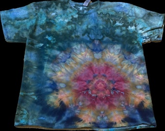 Large Shirt | Lotus Tie Dye Shirt | Psychedelic T Shirt | Galaxy Ice Dye Shirt | Festival Shirt | Mandala Psytrance Shirt | Geode Tie Dye