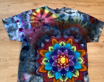 Camiseta XL / Camiseta Tie Dye Especial / Camiseta Psicodélica / Camiseta Galaxy Ice Dye / Camiseta de Festival / Camiseta Mandala Psytrance / Tie Dye Geode