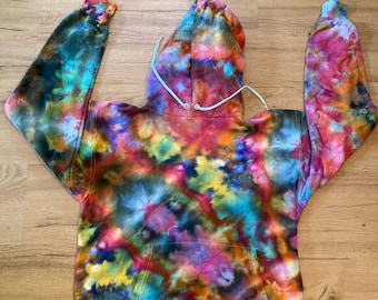 Small Hoodie Psychedelic Hoodie | Tie Dye Hooded Sweatshirt | Galaxy Ice Dye Hoodie | Festival Apparel | Oversized Spiral Hoodie