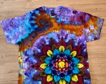 Camiseta XL / Camiseta Tie Dye Especial / Camiseta Psicodélica / Camiseta Galaxy Ice Dye / Camiseta de Festival / Camiseta Mandala Psytrance / Tie Dye Geode