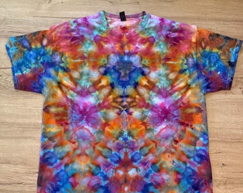 Xl Shirt | fractal Tie Dye Shirt | Psychedelic T Shirt | Galaxy Ice Dye Shirt | Festival Shirt | Mandala Psytrance Shirt | Geode Tie Dye