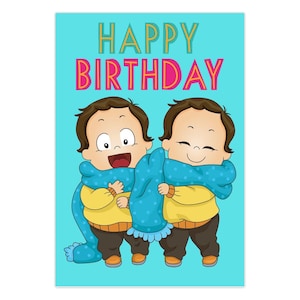 Carte d’anniversaire de jumeaux