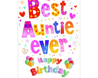 Printable Digital Aunt Birthday Card, Instant Aunt Birthday Card, Best ...