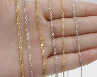 1mm/1.5mm/2mm Stainless Steel Chain 45cm Length ,Gold /Steel Color, DIY Necklace Making