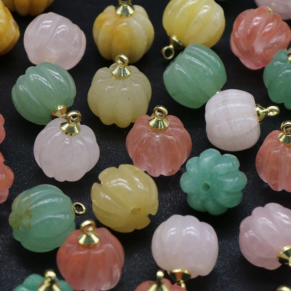 10*11mm Natural Stone Mini Pumpkin Pendant For DIY Earring Necklace Bracelet Making