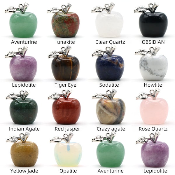 Pendentif Mini Pomme 20mm/ Cadeau de Noël/ Charme Petite Pomme en Cristal Naturel