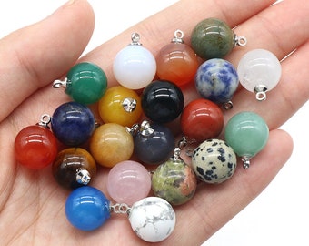 12mm Natural Crystal Gemstone Ball Pendant For DIY Jewelry Making