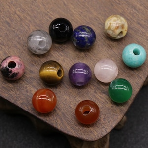 10mm Natural Crystal Agate Ball Beads 3mm Big Hole Loose Round Stone Beads For DIY Jewelry Making