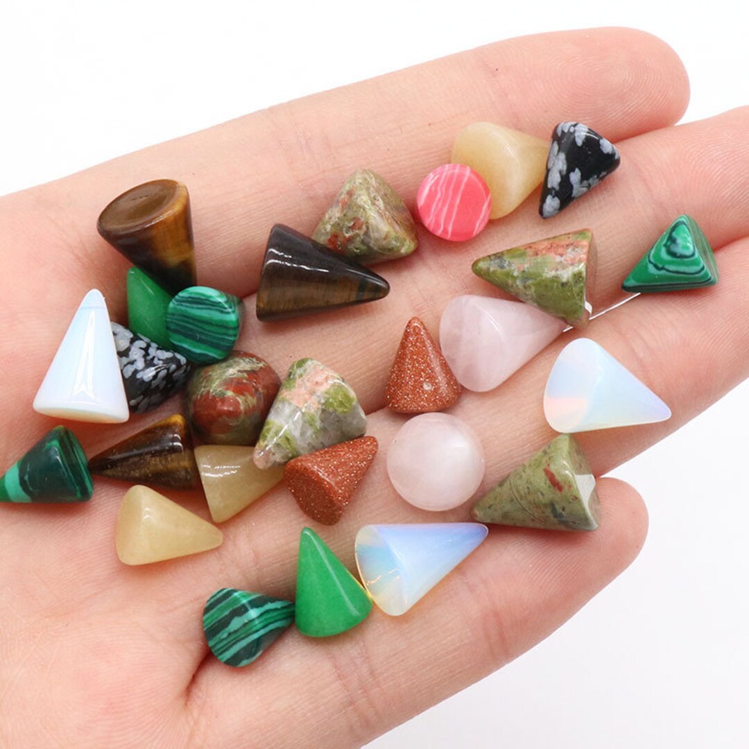 3D Natural Semi Precious Circular Cone Ring Cab for DIY Jewelry Making ...