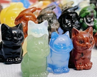 3cm Natural Stone Crystal Agate Carved Cat Desk Ornaments Gifts