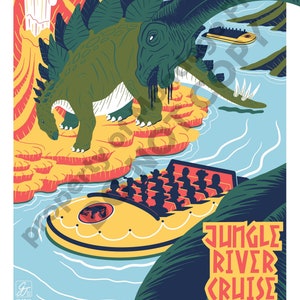 Jungle Cruise | Jurassic Park Poster | Art Print | Jurassic Park Art | WPA Poster | Travel Poster | Jurassic Theme Park Ride | Wall Art