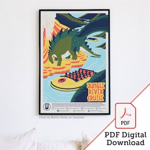 Jungle River Cruise | Jurassic Park Digital Art Package | Jurassic Park Art | WPA Poster | Travel Poster | Jurassic Theme Park | Wall Art
