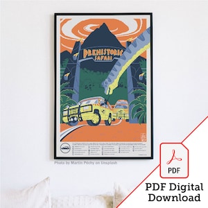 Prehistoric Safari | Jurassic Park Digital Art Package | Jurassic Park Art | WPA Poster | Travel Poster | Jurassic Theme Park | Wall Art