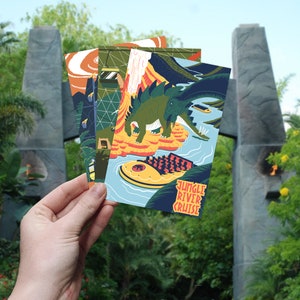 Jurassic Park Postkarten Sammlung | Value Pack | Jurassic Park Kunstpaket | WPA Poster | ReisePostkarte | Jurassic Themenpark Attraktionen