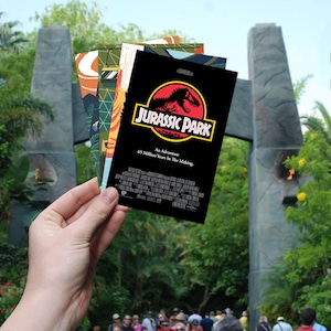 Expanded Digital Postcard Collection | Movie | Jurassic Park Theatrical Package | WPA Travel Postcard | Jurassic Theme Park Attractions Art