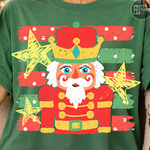Preppy Christmas Nutcracker PNG, Striped Trendy Xmas Png, Winter Holiday Shirt Design, Vintage Graphic, Sublimation, DTF (Digital Download)