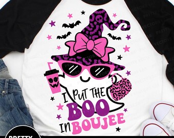 Halloween Svg, I Put The Boo in Boujee Ghost Svg, Cute Ghost Svg Dxf Eps Png, Halloween Girl Cut File, Sublimation Design, Silhouette Cricut