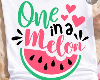 One in a Melon PNG SVG, Watermelon Svg Png, Vacation Graphic, Summer Fruit, Girls Summer Shirt Design, Sublimation, DTF (Digital Download)