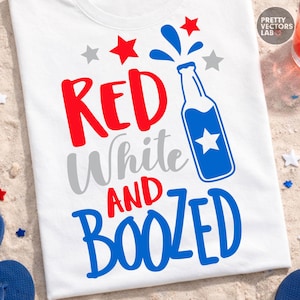 Rödvit och berusad PNG SVG, 4 juli Svg Png, rolig fjärde juli-grafik, Amerika, USA-skjortdesign, sublimering (digital nedladdning) bild 2