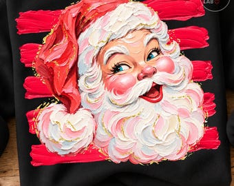 Preppy Retro Santa Claus PNG, Striped Colorful Christmas Png, Trendy Xmas Design, Winter Holiday Graphic, Sublimation, DTF, Digital Download