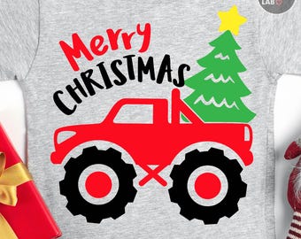 Camión navideño PNG SVG, Monster Truck Svg Png, archivos de corte navideños, diseño de camisetas infantiles, imágenes prediseñadas navideñas, Silhouette, Cricut, sublimación