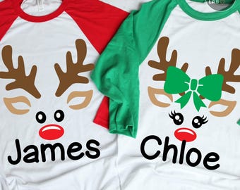 Cara de reno navideño SVG PNG, ciervo navideño PNG SVG, archivos de corte para niño y niña, diseño de camiseta infantil, Silhouette, Cricut, sublimación, descarga digital