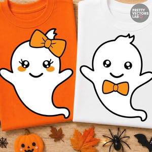 Fantômes mignons PNG SVG, Svg Png de fantômes d'Halloween, graphique assorti pour garçons filles, conception de chemise pour enfants, clipart bébé, Silhouette, Cricut, sublimation