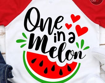 One in a Melon PNG SVG, Watermelon Svg Png, Cute Summer Vacation Graphic, Summer Shirt Design, DTF, Sublimation File (Digital Download)