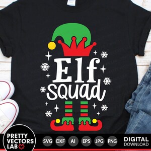 Escouade d'elfes, fichiers coupés elfes de Noël, elfes d'équipage Svg, vacances drôles Svg Dxf Eps Png, sublimation Png, conception de chemise de famille, Silhouette Cricut