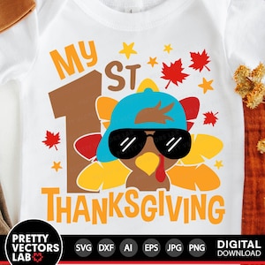 Mein 1. Erntedank-Svg, Junge-Türkei-Svg, Jungen-Danksagung-Svg, Dxf, Eps, Png, Baby-Schnittdateien, Neugeborenen-Svg, Sublimation, Silhouette, Cricut