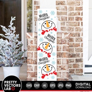 Merry Christmas Svg, sneeuwpop welkom Svg, verticaal teken Svg, boerderij Svg, winter gesneden bestanden, kerst Svg Dxf Eps Png, silhouet, Cricut
