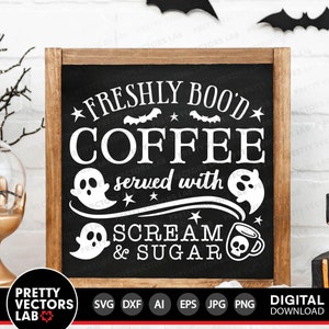 Frisch Boo'd Kaffee Cut-Dateien, Halloween Cut Dateien, Kaffee Zeichen zwart Dxf Eps Png, lustiges Zitat, bedruckbar, Home Dekor Clipart, Silhouette, Cricut